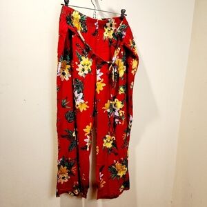 HELIUM women's Floral Wide legs casual pants Plud size 3X